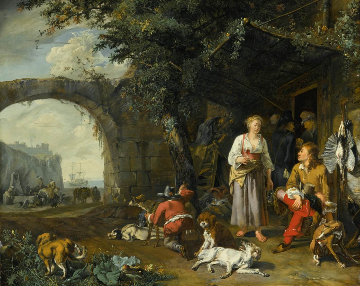 Outside an Inn by HONDIUS, Abraham Danielsz.