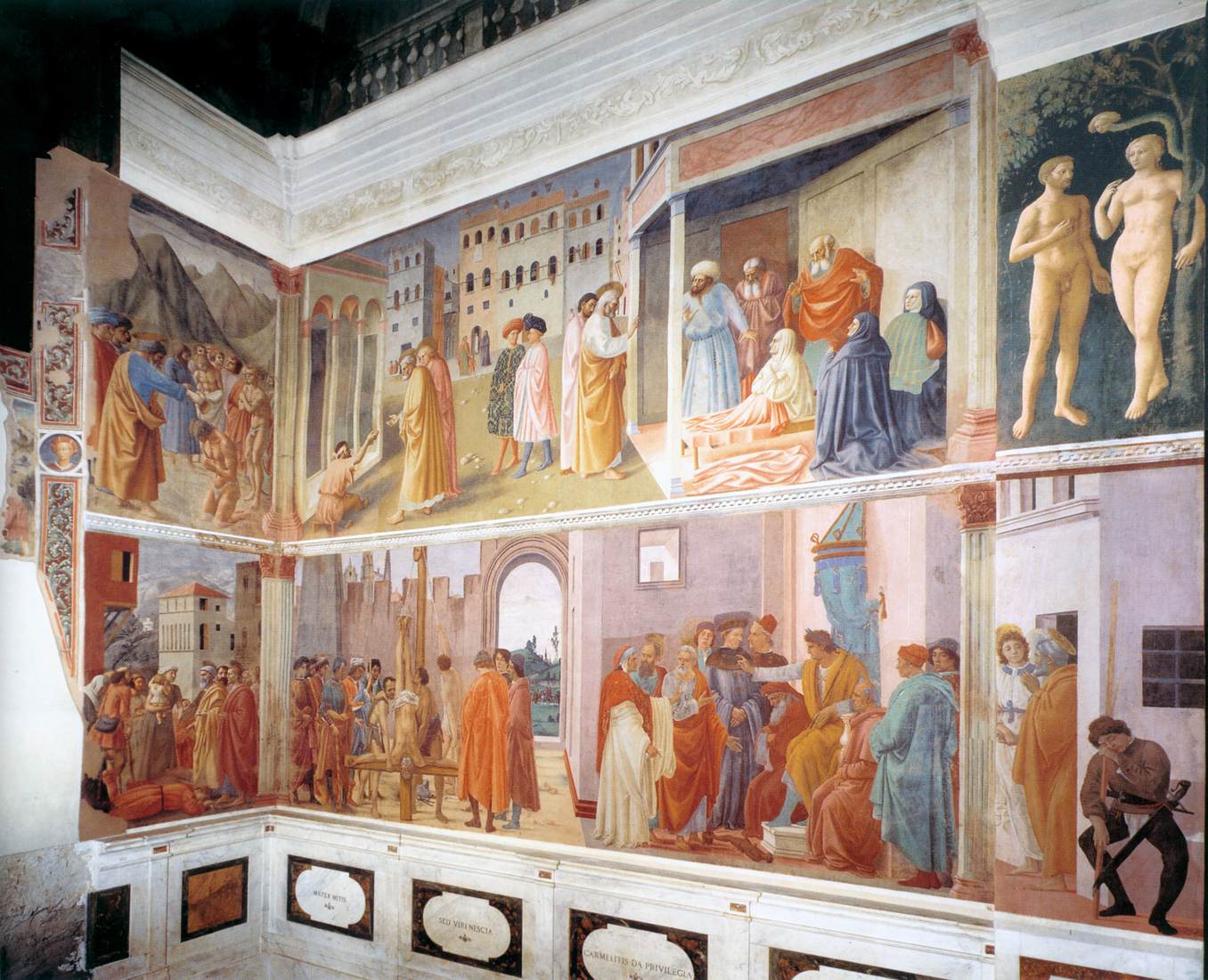 Frescoes in the Cappella Brancacci (right view) by