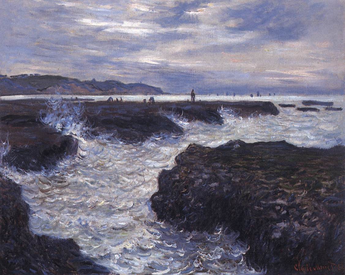 Rocks near Pourville at Ebb Tide by MONET, Claude