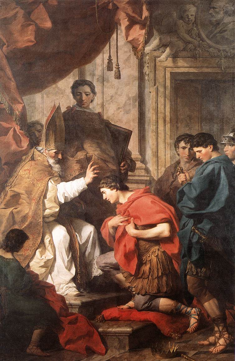 St Ambrose Converting Theodosius by SUBLEYRAS, Pierre