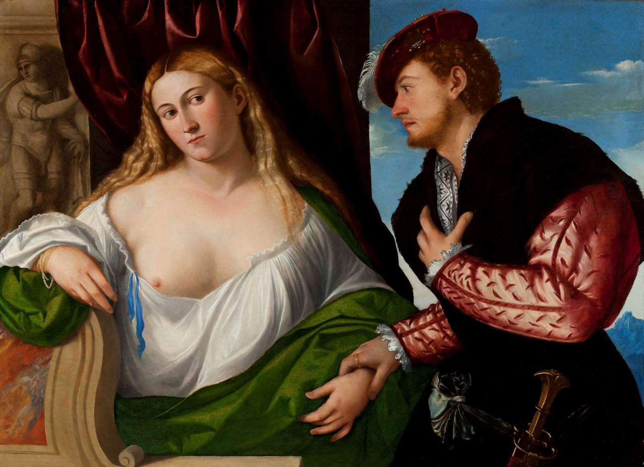 Young Lady and Her Suitor by LICINIO, Bernardino