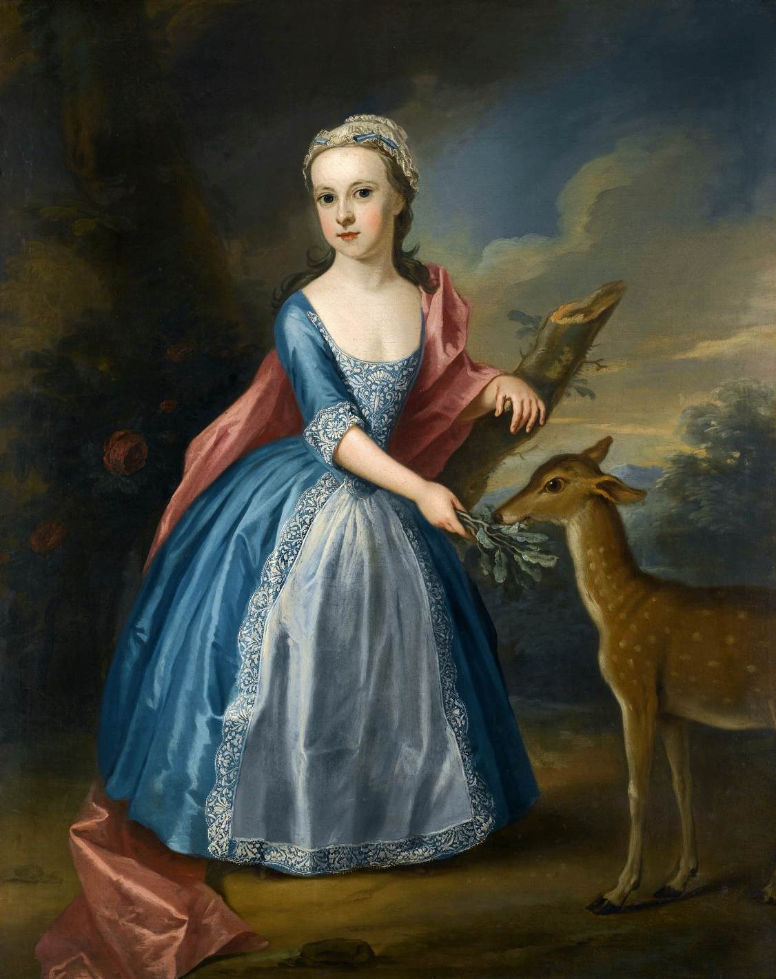 Portrait of a Girl Feeding a Deer by GIBSON, Thomas