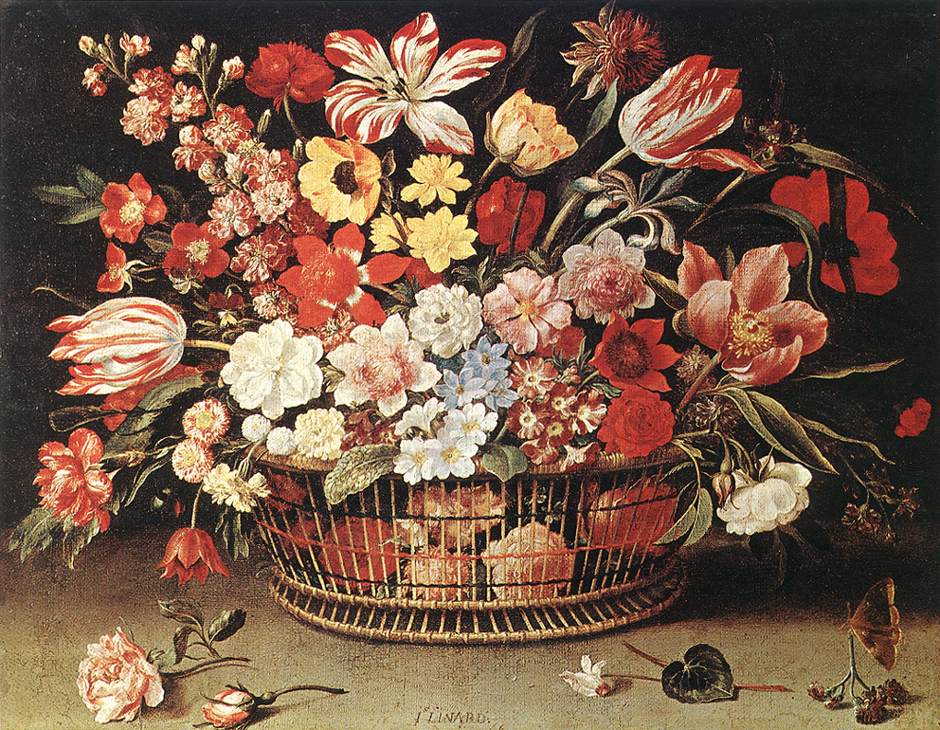 Basket of Flowers by LINARD, Jacques