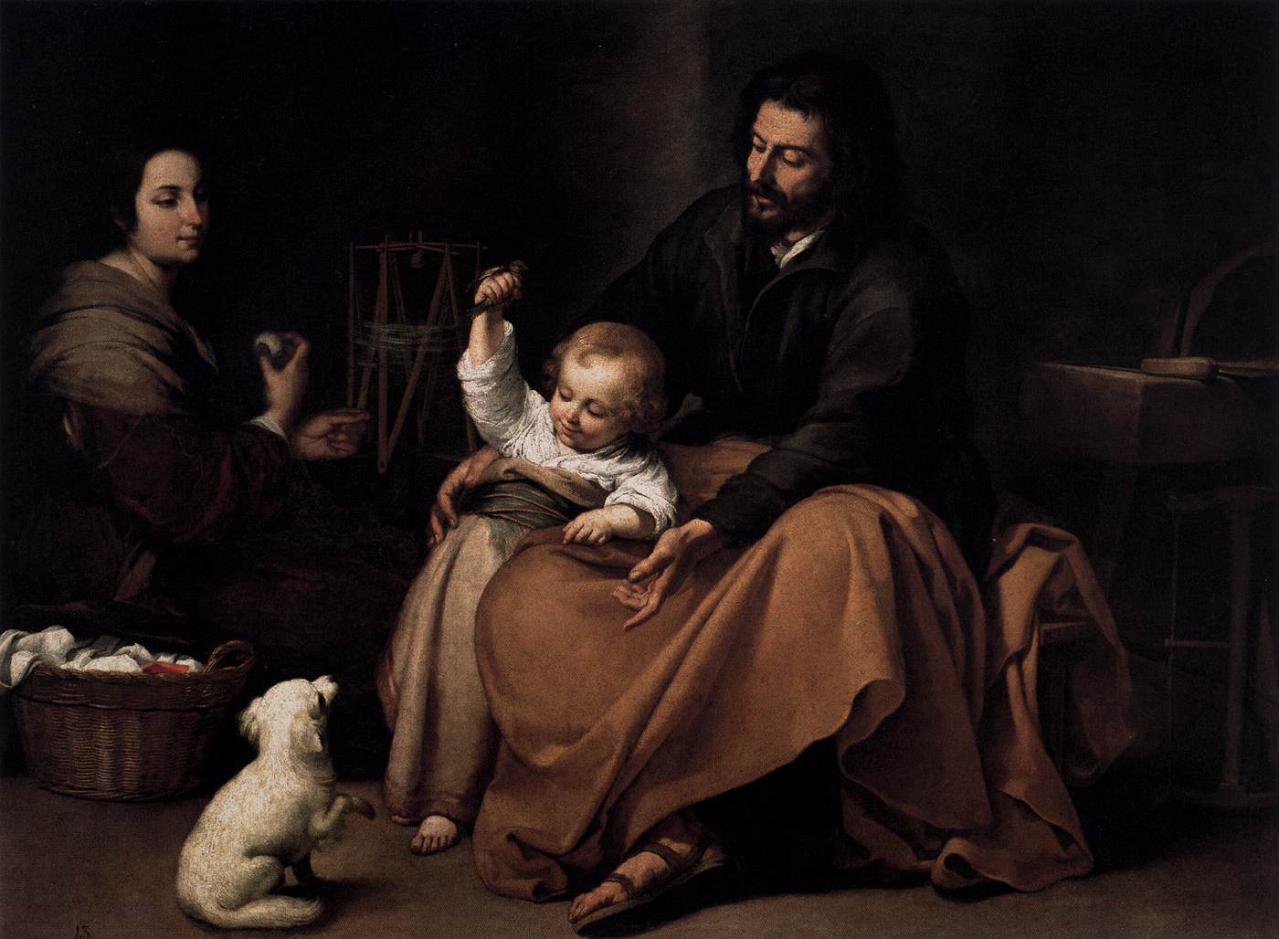 The Holy Family with a Bird by MURILLO, Bartolomé Esteban