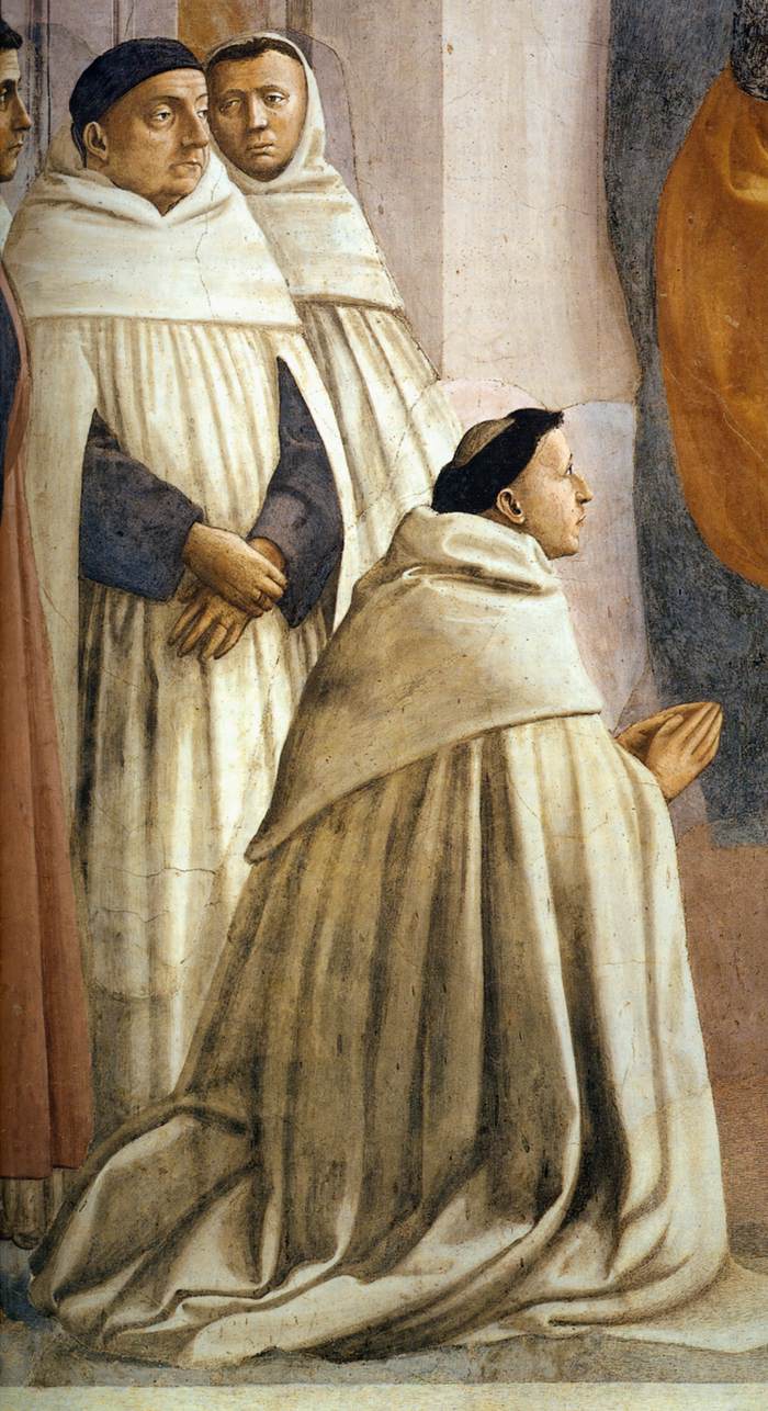 Raising of the Son of Theophilus and St Peter Enthroned (detail) by MASACCIO