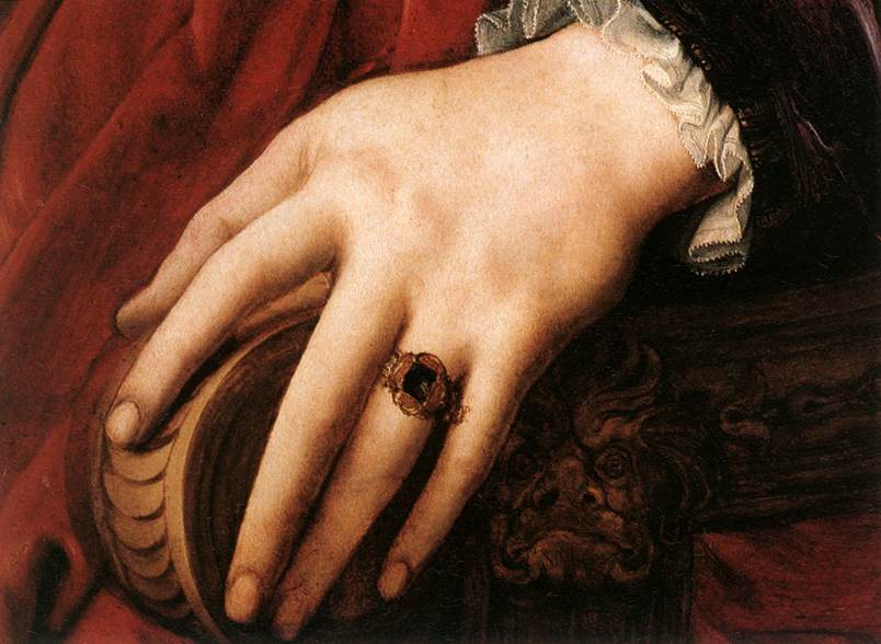 Portrait of Lucrezia Panciatichi (detail) by BRONZINO, Agnolo