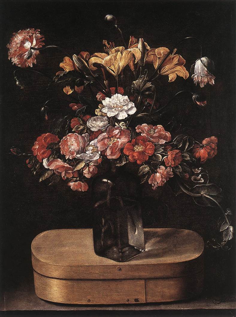 Bouquet on Wooden Box by LINARD, Jacques