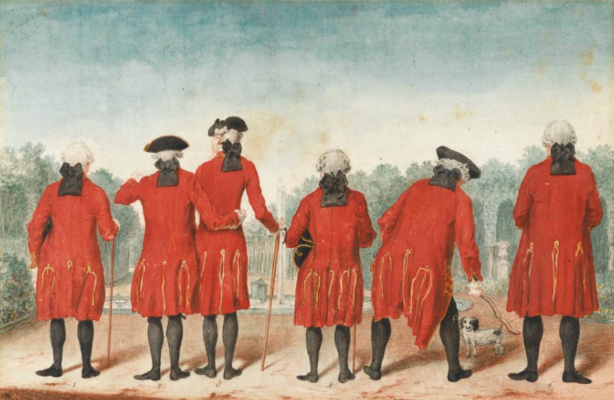 The Gentlemen of the Duc d'Orléans in the Uniform of Saint Cloud by CARMONTELLE, Louis Carrogis de