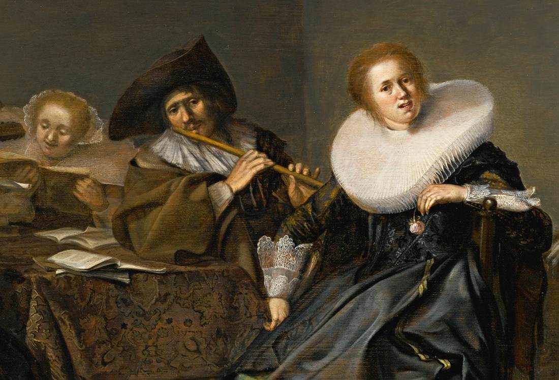 Interior with Musicians Seated around a Table (detail) by