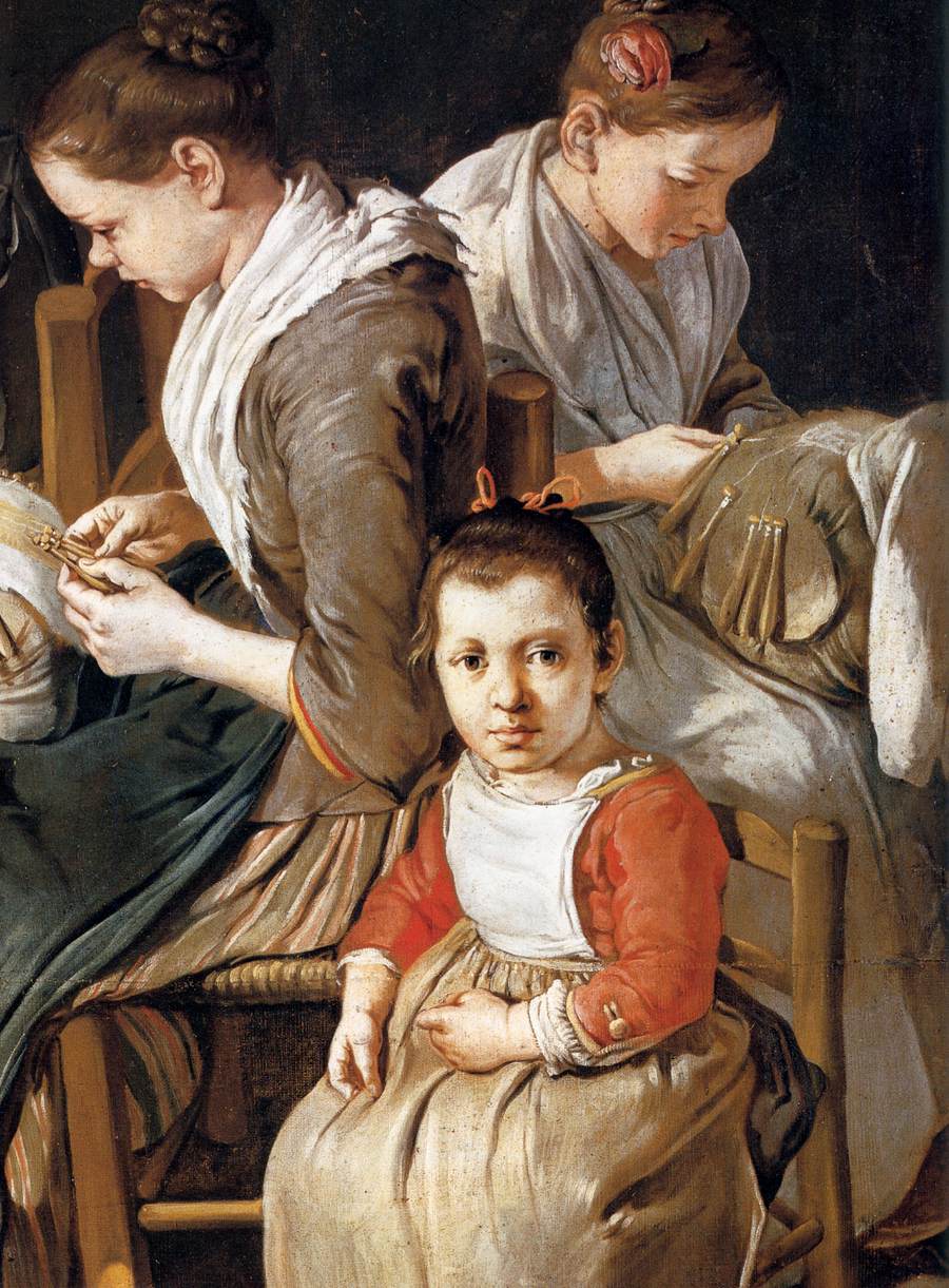 Women Working on Pillow Lace (detail) by