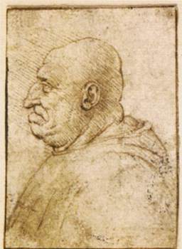 Caricature of a Bald Old Man by LEONARDO da Vinci