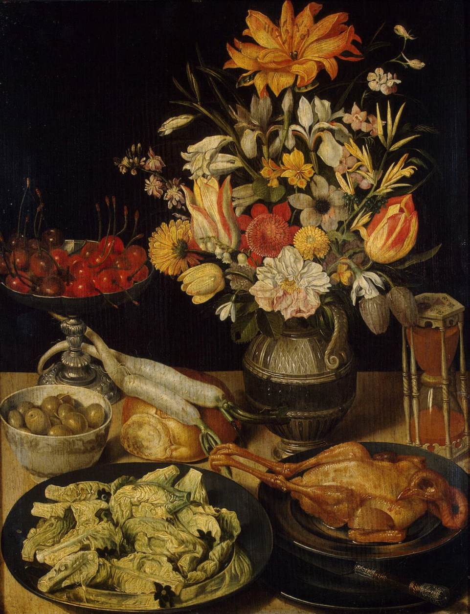 Still-Life with Flowers and Snacks by