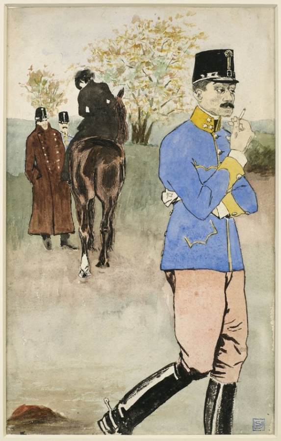 A Smoking Officer by STEINLEN, Théophile Alexandre