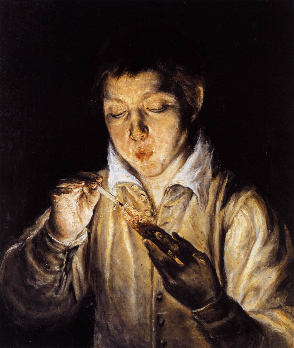 A Boy Blowing on an Ember to Light a Candle (Soplón) by GRECO, El