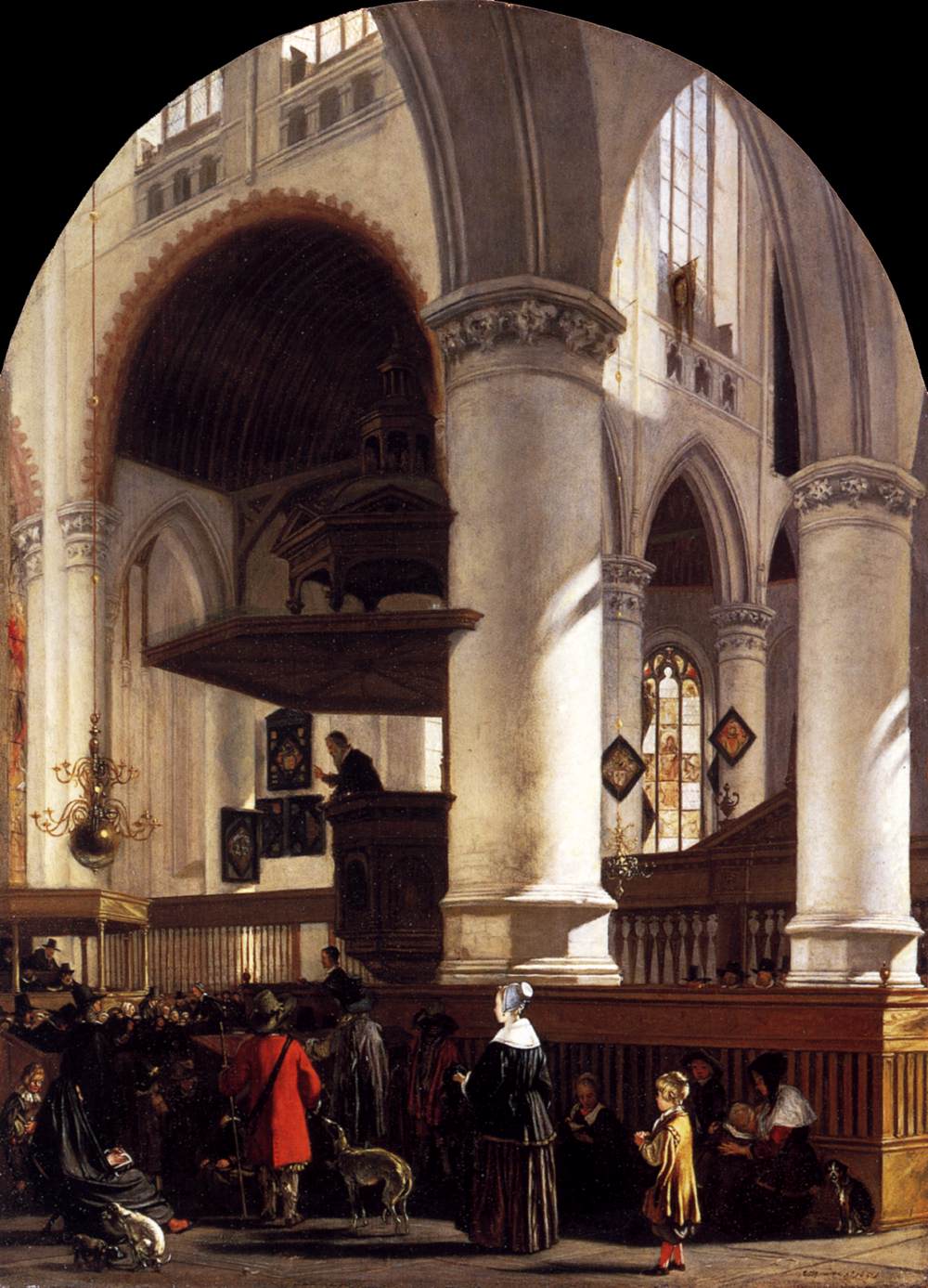 Interior of the Oude Kerk at Delft during a Sermon by WITTE, Emanuel de