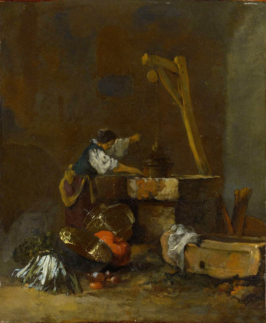 Woman Pulling Water from a Well by KALF, Willem