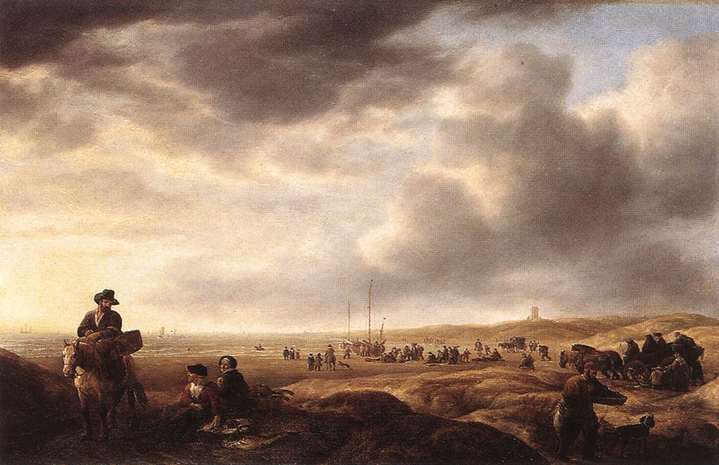 Beach near Scheveningen with Fish-Sellers by