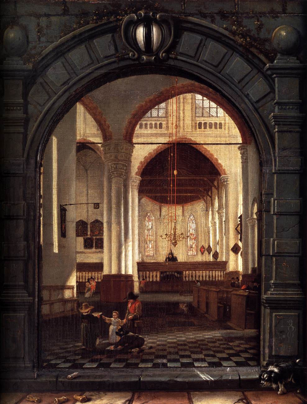 Interior of the Oude Kerk, Delft, Seen through a Stone Archway by ELSEVIER, Louys Aernoutsz