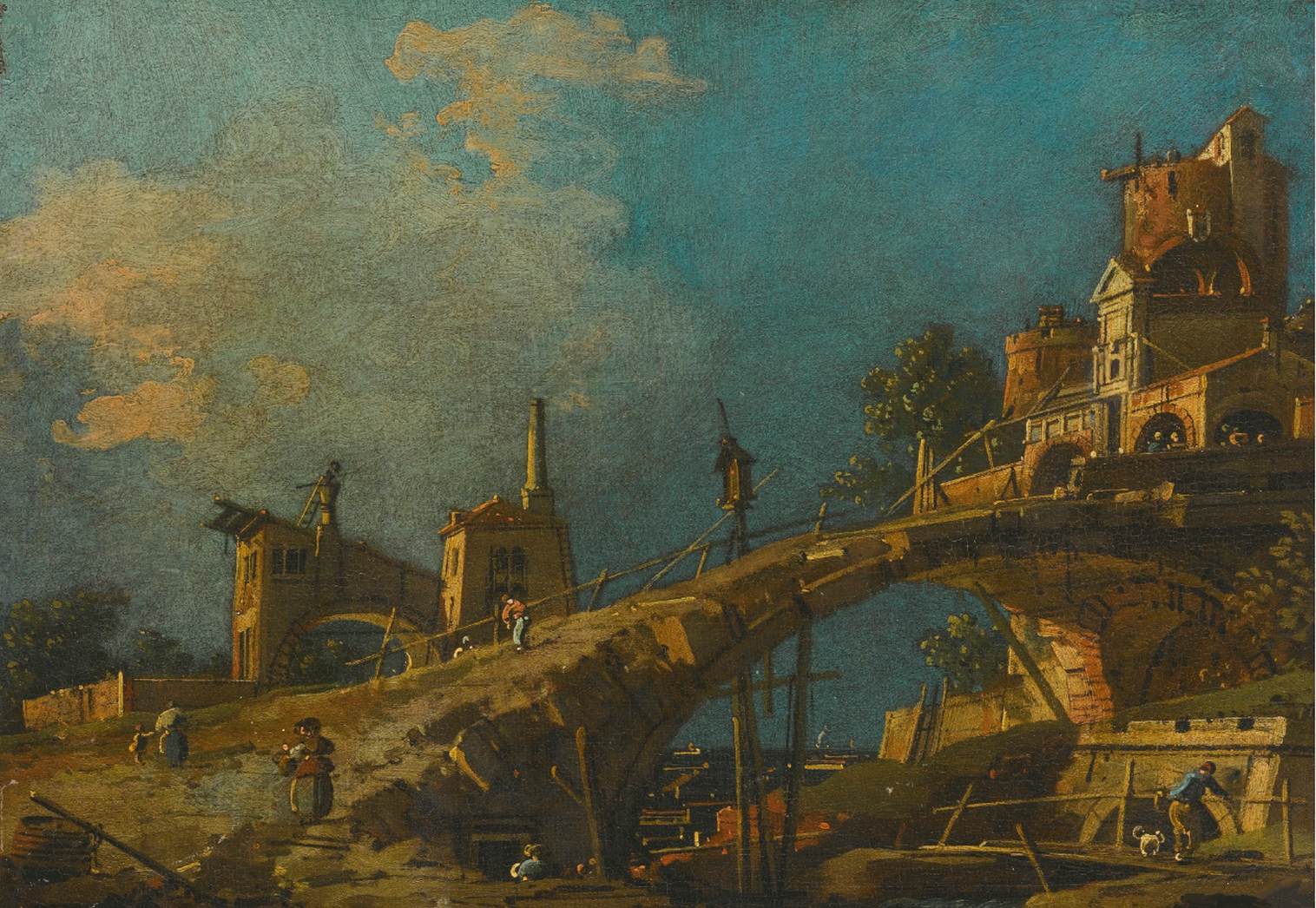 Capriccio of a Bridge Leading to a Fortress by the Venetian Lagoon by CANALETTO