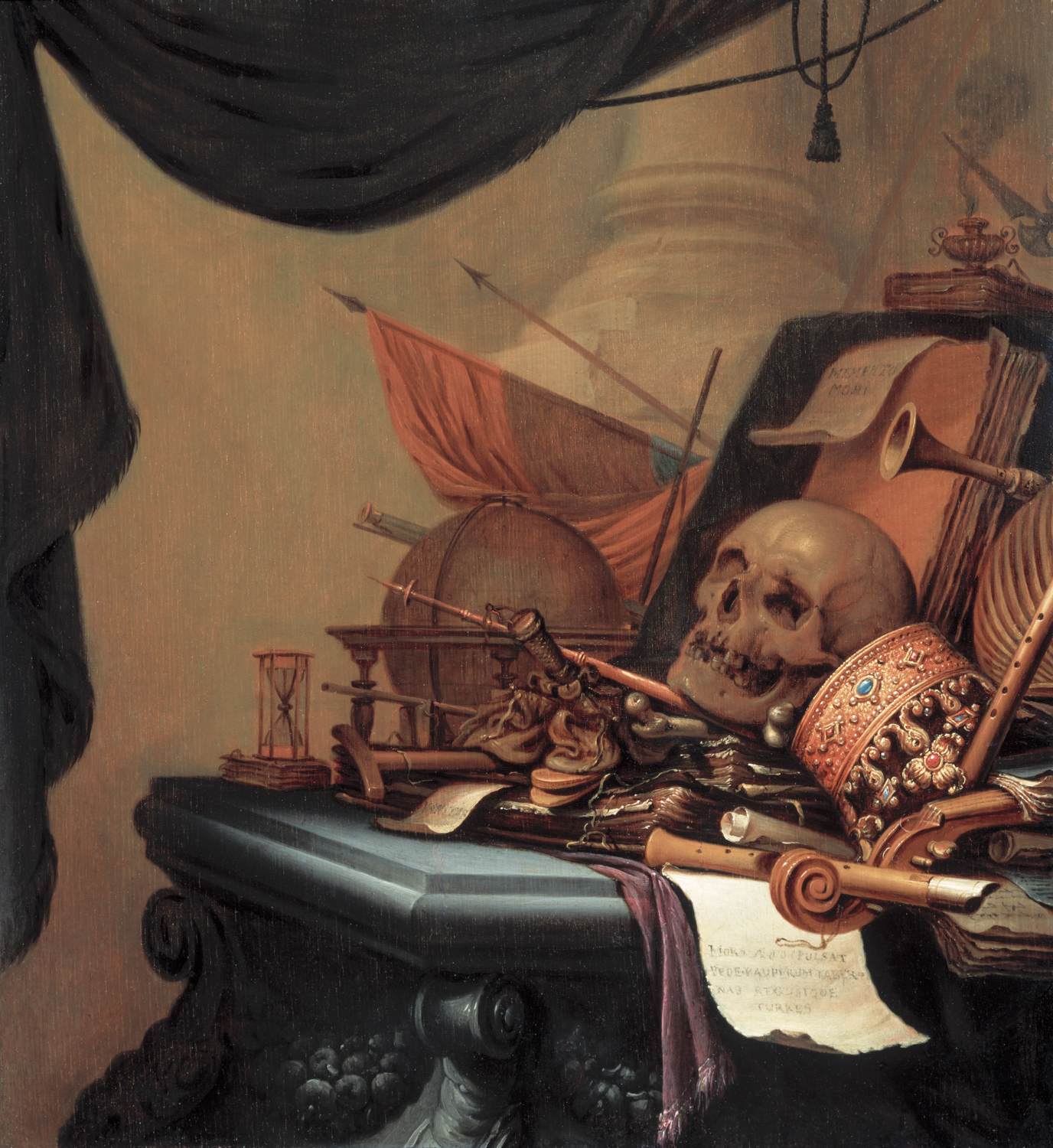 Vanitas Still-Life with a Lobed Table by VERMEULEN, Jan