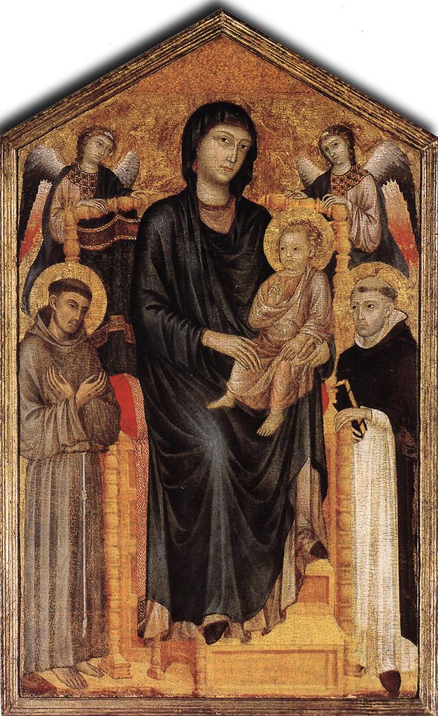 Madonna Enthroned with the Child, St Francis, St. Domenico and two Angels by CIMABUE