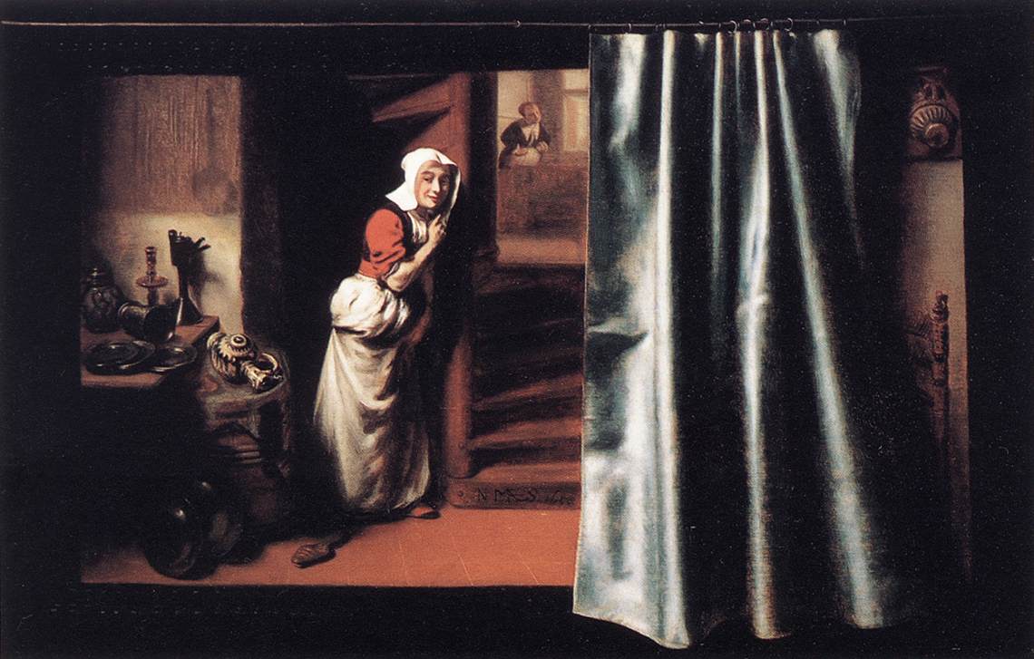 Eavesdropper with a Scolding Woman by MAES, Nicolaes