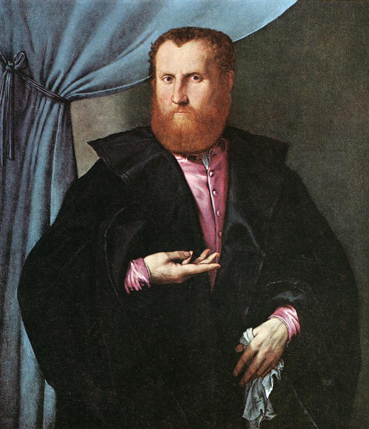 Portrait of a Man in Black Silk Cloak by LOTTO, Lorenzo