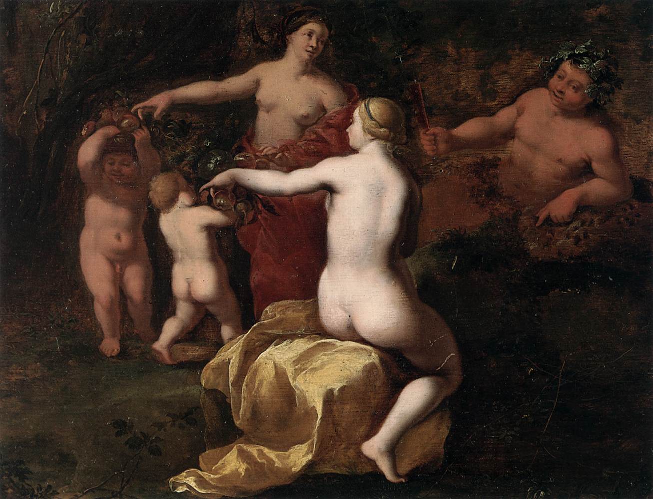 Bacchus and Nymphs in Landscape (detail) by