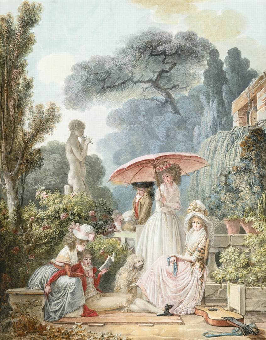 Elegant Figures in a Park by MALLET, Jean-Baptiste