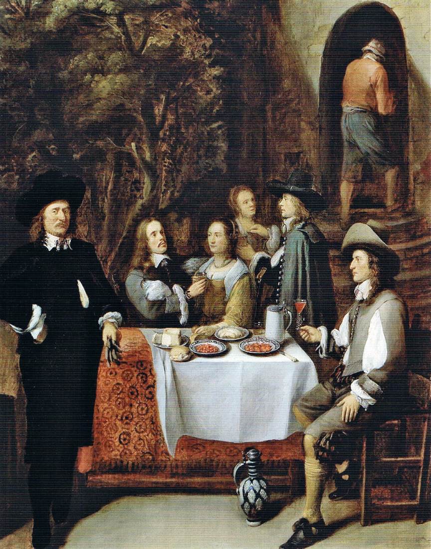 Elegant Company at a Table on a Terrace by TILBORGH, Gillis van