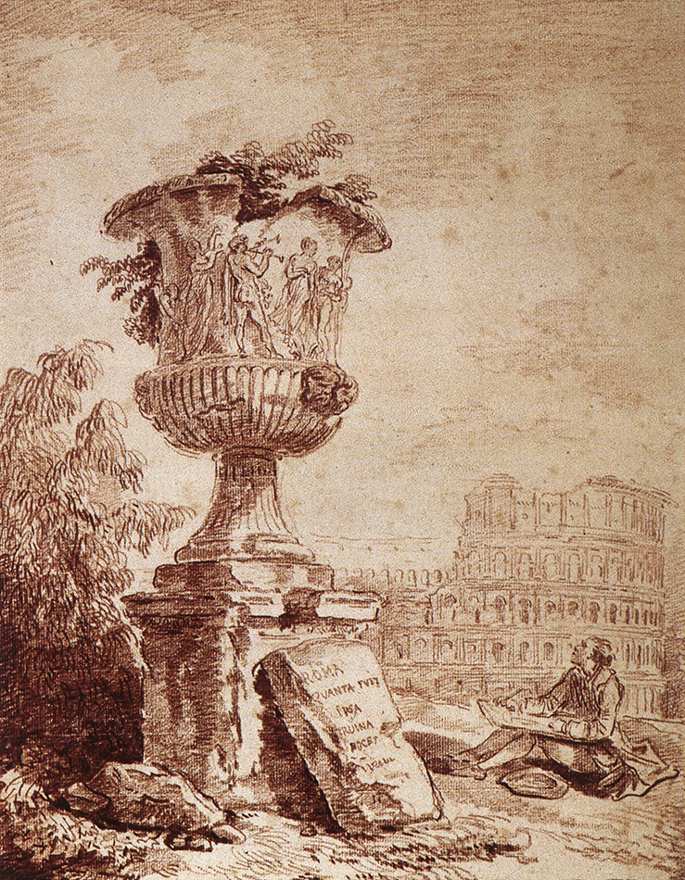 The Draughtsman of the Borghese Vase by ROBERT, Hubert