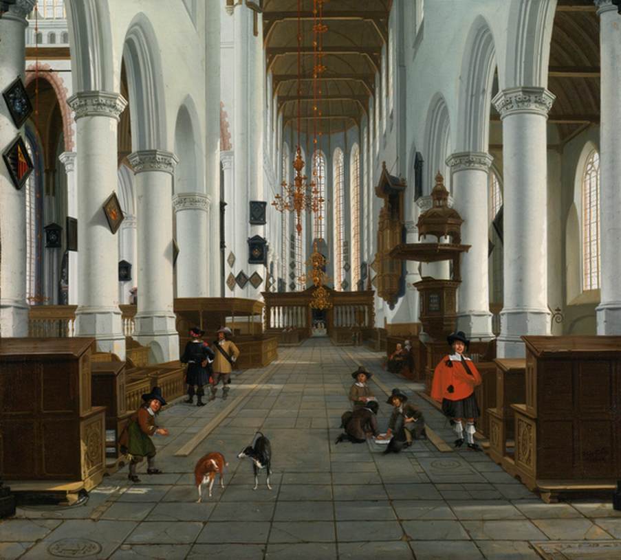 Interior of the Oude Kerk, Delft by VLIET, Hendrick Cornelisz. Van