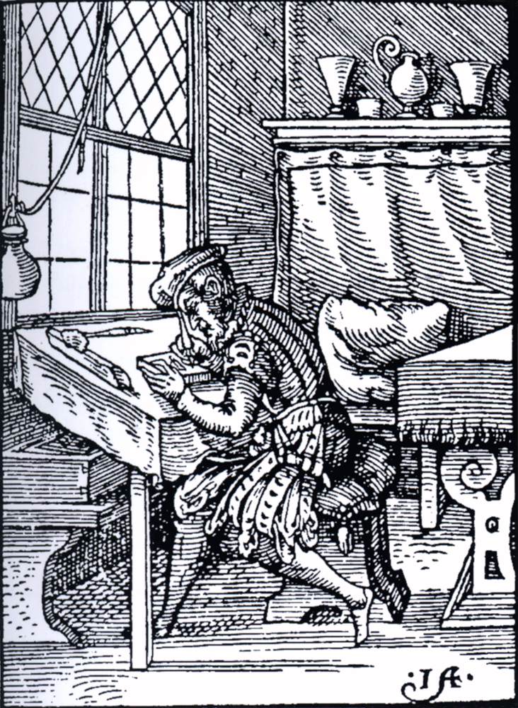 Cutting a woodblock (from the Book of Trades) by