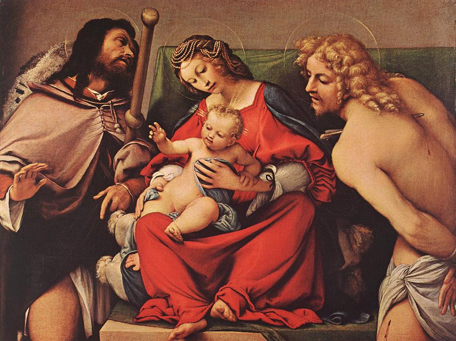 Madonna with the Child and Sts Rock and Sebastian by LOTTO, Lorenzo