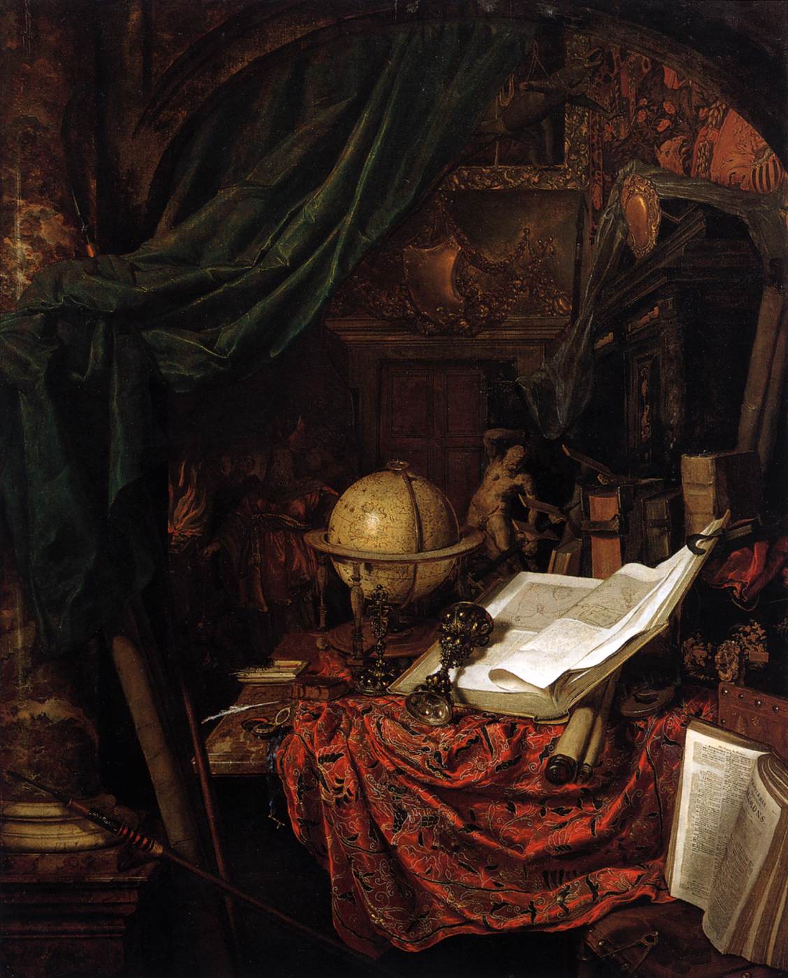 Still-Life with Globe, Books and Chinese Silk by