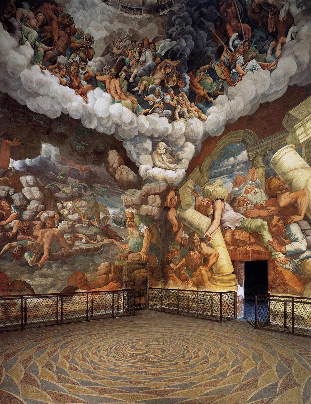 View of the Sala dei Giganti (west and north walls) by GIULIO ROMANO