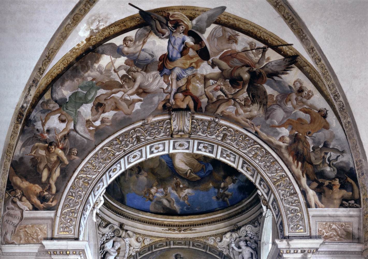 St Michael Flinging the Rebellious Angels into the Abyss by CANUTI, Domenico Maria