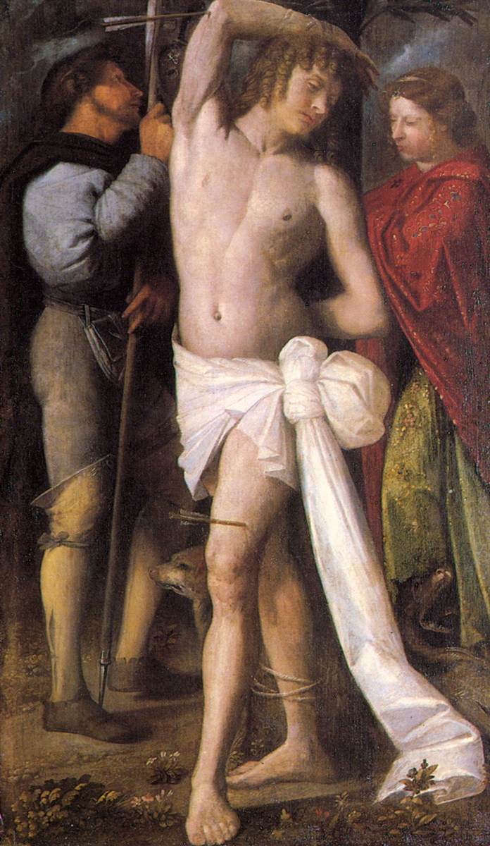 St Sebastian between St Roch and St Margaret by CARIANI, Giovanni