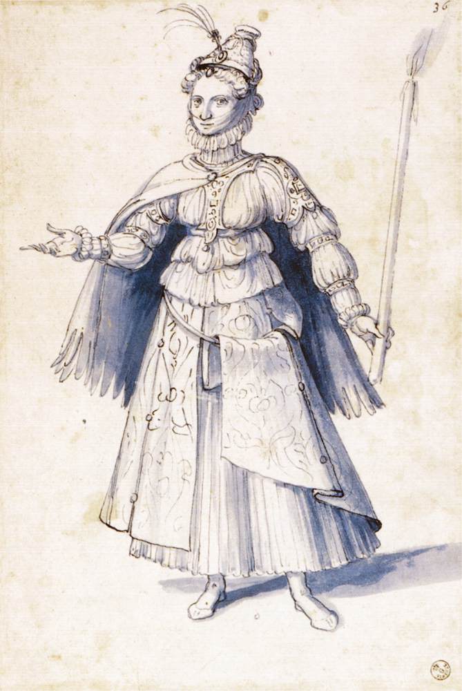 Costume drawing of a woman bearing a torch by ARCIMBOLDO, Giuseppe