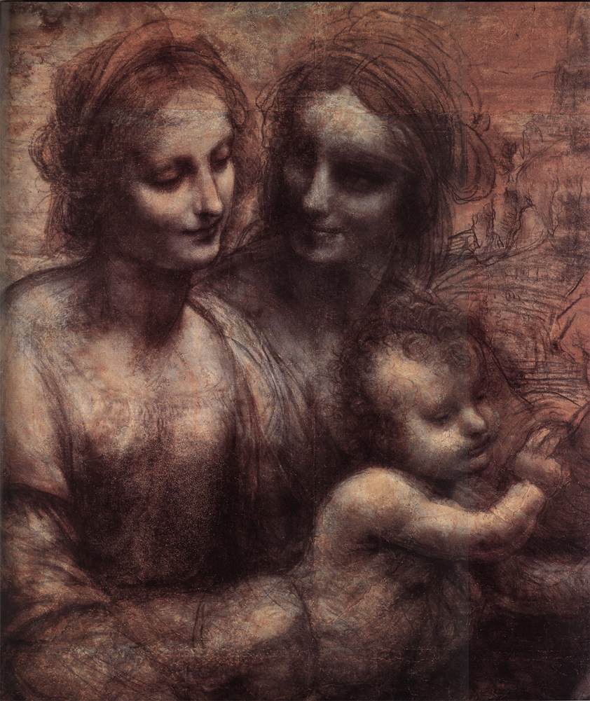 Madonna and Child with St Anne and the Young St John (detail) by LEONARDO da Vinci