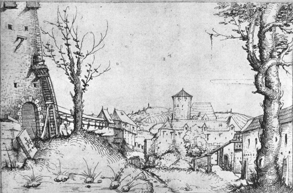 A Castle Yard by HIRSCHVOGEL, Augustin