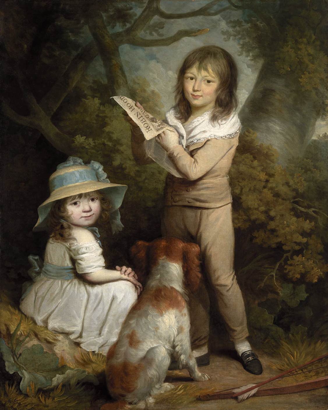 Two Children with a Spaniel by