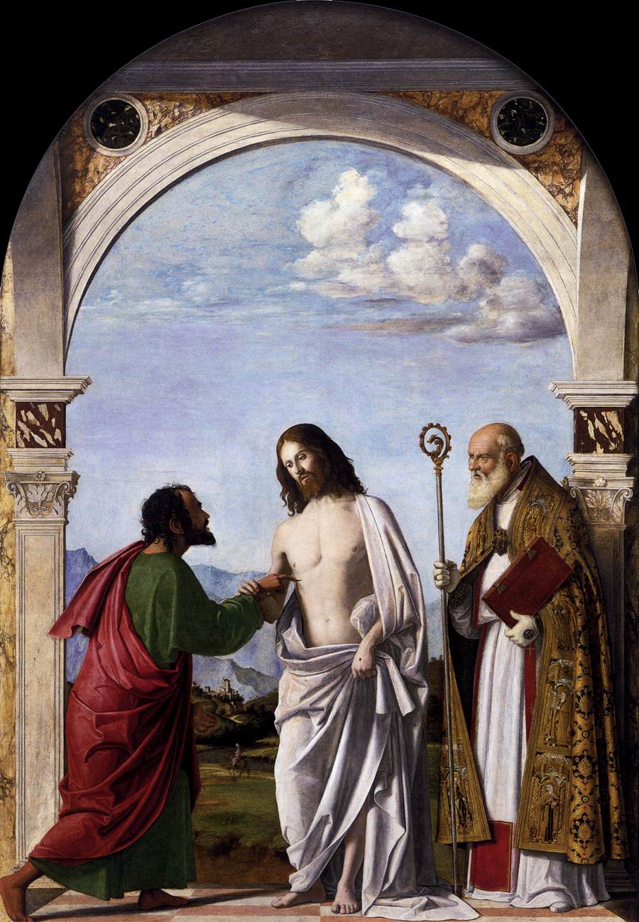 Incredulity of St Thomas with Bishop Magno by CIMA da Conegliano