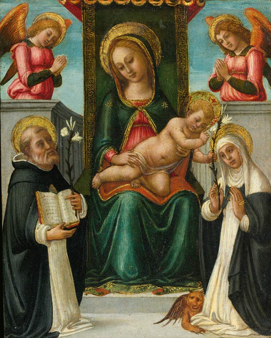 Virgin and Child Enthroned, with Two Dominican Saints and Two Angels by