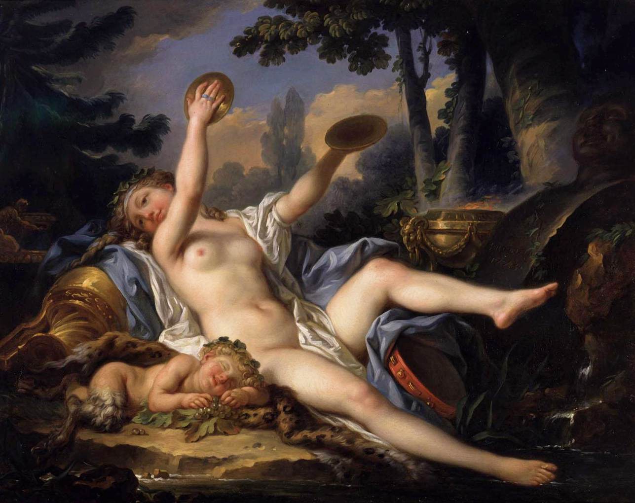 Reclining Bacchante Playing the Cymbals by BERTHÉLEMY, Jean-Simon