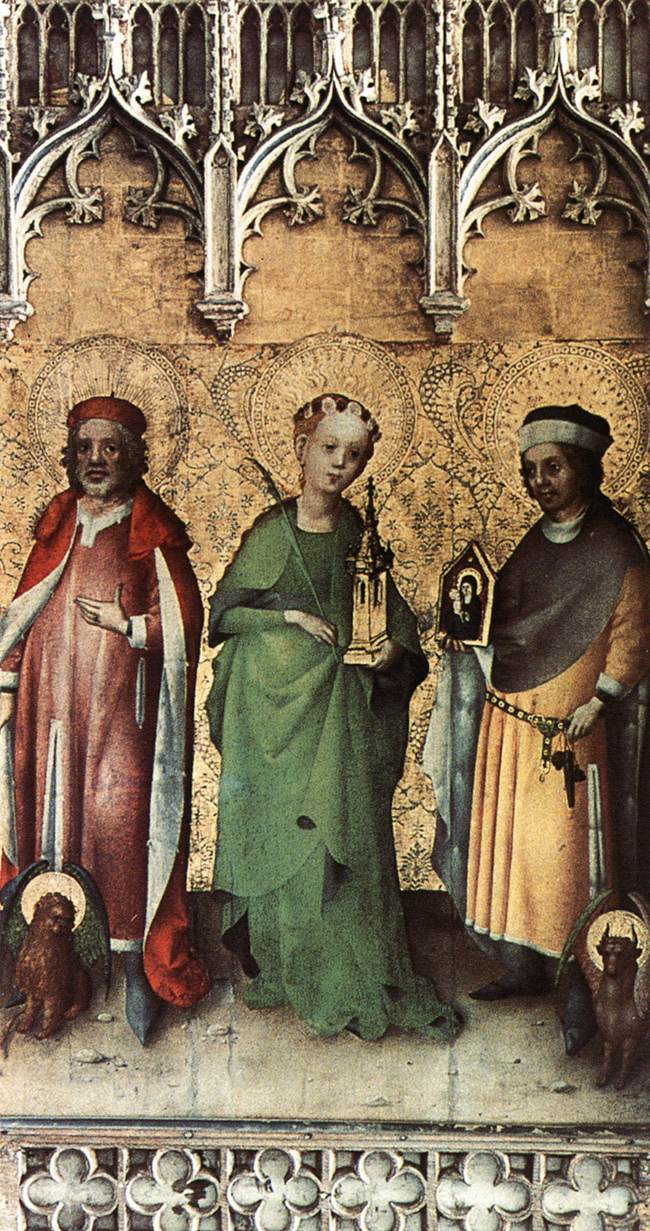 Sts Mark, Barbara and Luke by LOCHNER, Stefan