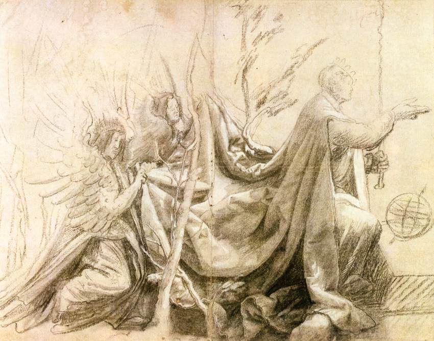 Kneeling King with Two Angels by GRÜNEWALD, Matthias