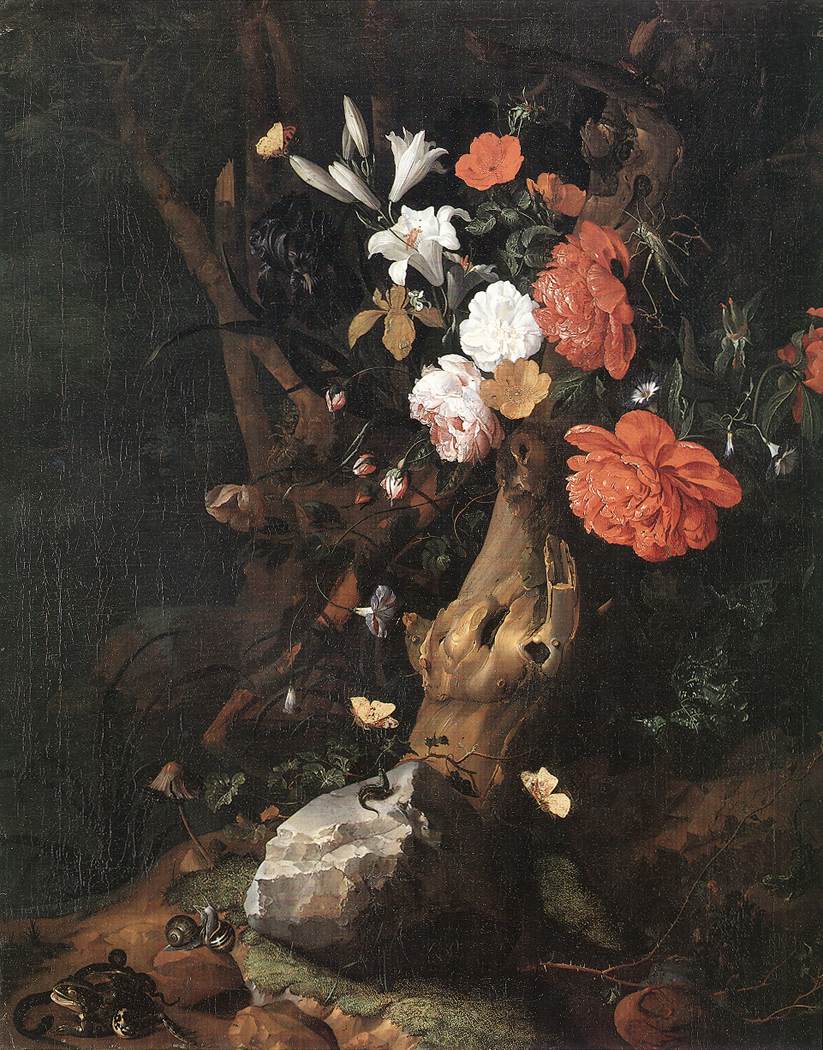 Flowers on a Tree Trunk by