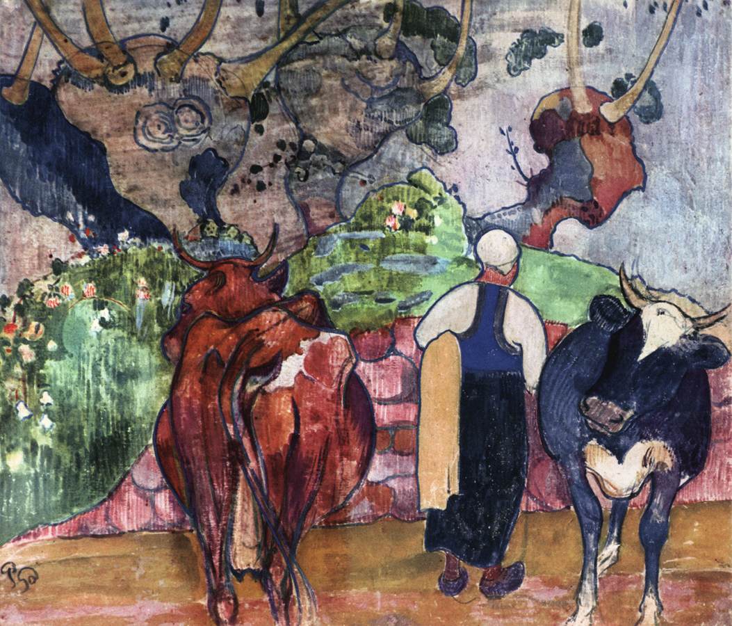 Breton Peasant Woman with Cows by