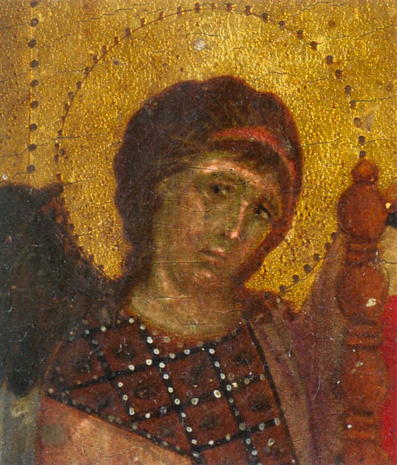 Virgin and Child with Two Angels (detail) by CIMABUE